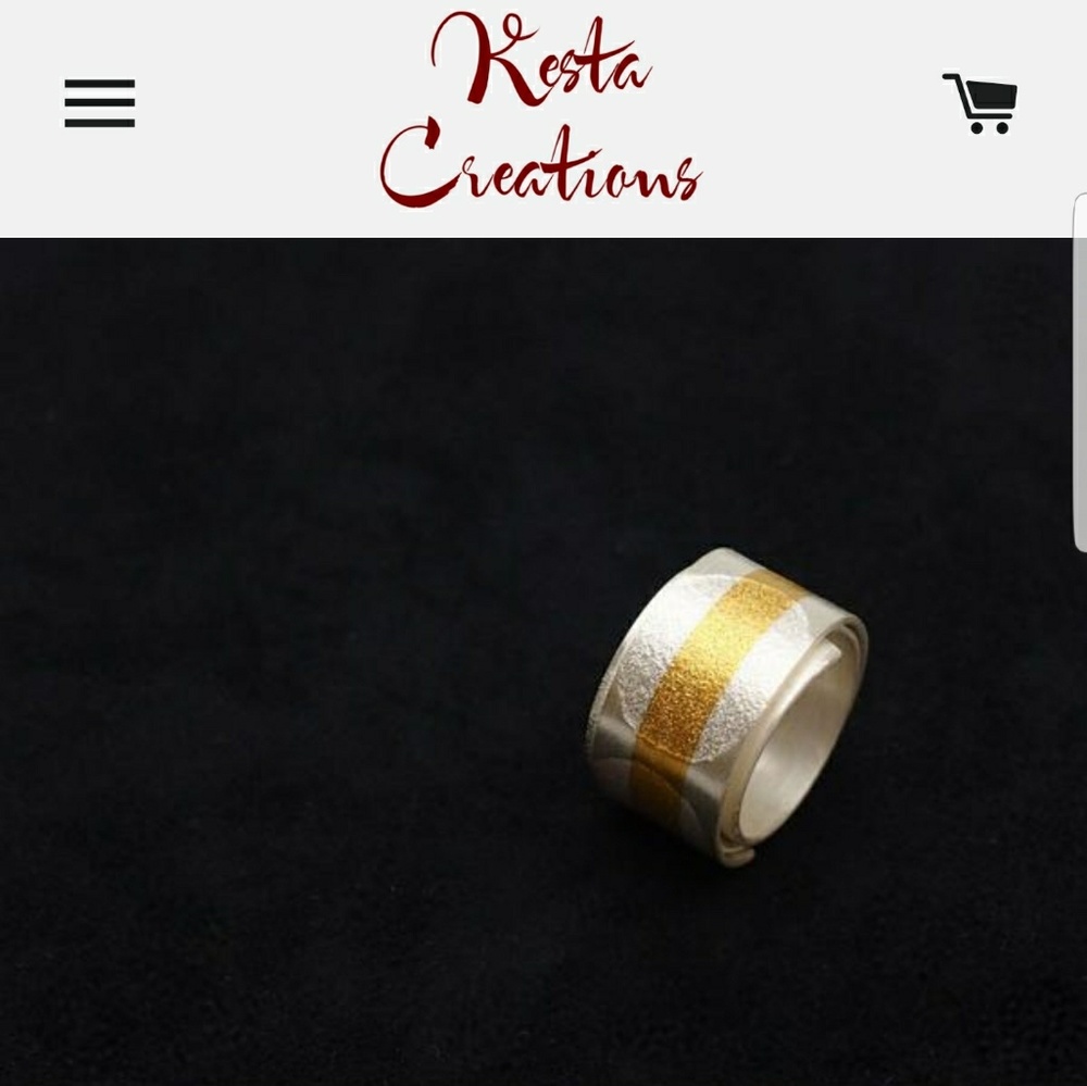 Kesta Creations 925 Silver and 24kt Gold Ring
